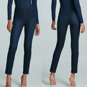 Commando Do It All Denim High Rise Lined Pull On Casual Leggings Blue L NWT